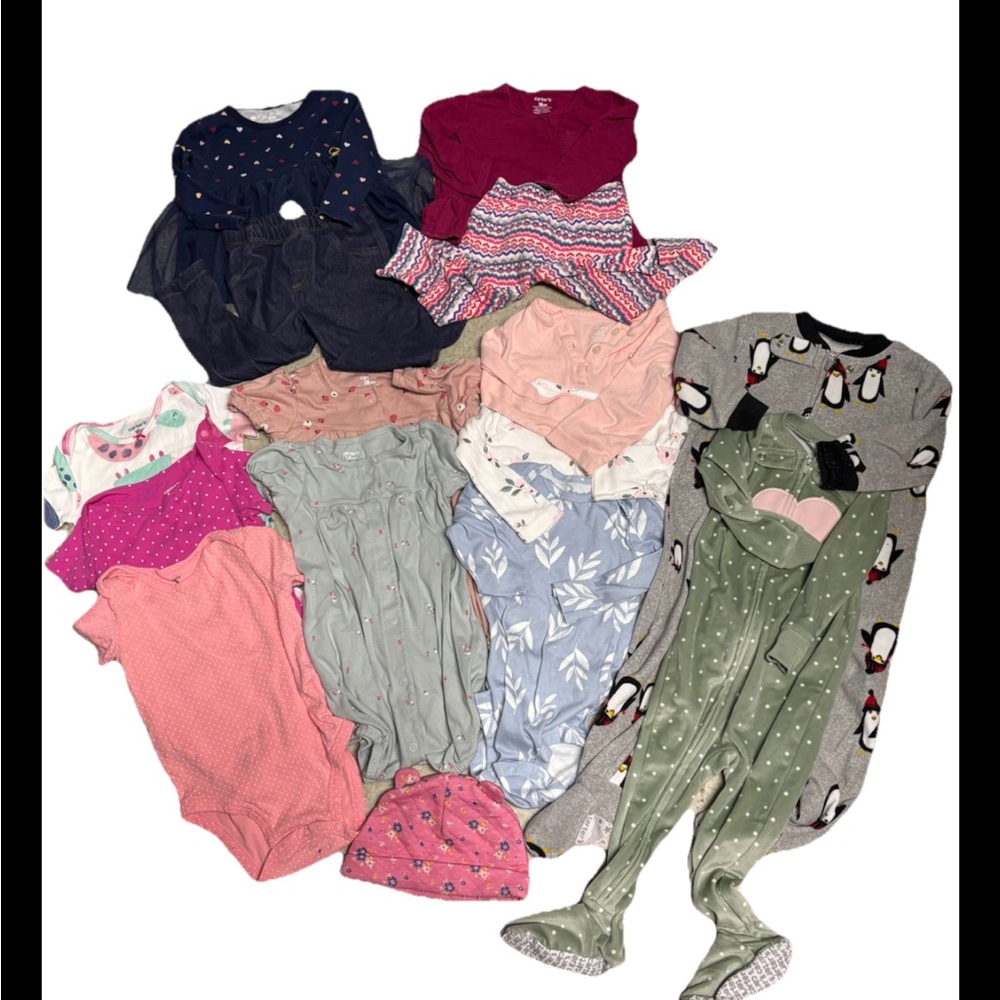 Carter’s Baby Girl Bundle 18M | 16 Pieces Sleepers Onesies Tops Pants